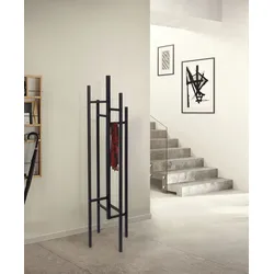 Garderobenständer WOODMAN "Eigen", schwarz, B:47cm H:175cm T:47cm, Massivholz, Garderobenständer, im skandinavian Design, aus keilverzinkter massiver Buche