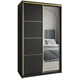 masseno Schwebetürenschrank VARO 120 x 205 x 60 cm Schwarz
