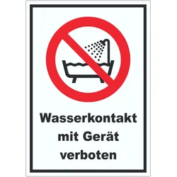 Wasserkontakt mit Gerät verboten Aufkleber A5 (148x210mm)