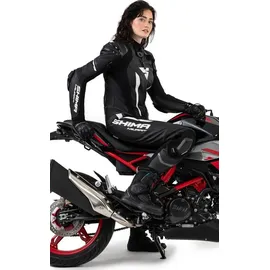 SHIMA Miura RS Damen 1-Teiler Motorrad Lederkombi, schwarz/weiß, 42