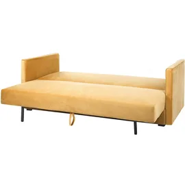 Beliani 3-Sitzer Schlafsofa Samtstoff senfgelb mit Stauraum