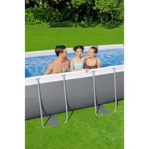 BESTWAY Power Steel Frame Pool Set mit Filterpumpe 404 x 201 x 100 cm, grau, eckig