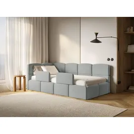 Selsey Cloudy – Kinderbett 90x200, Rausfallschutz, Kopfteil links, Samt Grau