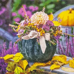 Home Fashion®, Pumpkin Arrangement, Lunch-Servietten aufgefaltetes Maß 33 cm x 33 cm, im Viertelfalz, 20 Stück pro Pack