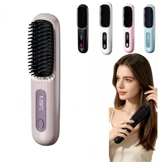 Zegla Control Pro StylingbüRste, StylingbüRste füR Kurze Haare,Dreistufige Temperaturregelung,Lang anhaltendes Volumen, praktisches Design (Lila)