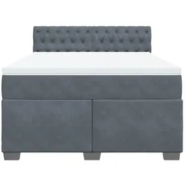 vidaXL Boxspringbett mit Matratze Dunkelgrau 140x200 cm Samt