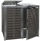 MCW Mülltonnenverkleidung MCW-K14, Mülltonnenbox, 119x134x84cm WPC Edelstahl 78kg anthrazit