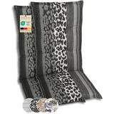 GO-DE Textil Bequeme und attraktive Polsterauflagen für Hochlehner-Gartenstühle (2er-Set, Leopard anthrazit, Hochlehner)