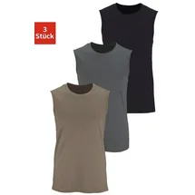 H.I.S. H.I.S Muscleshirt (Packung, 3-tlg) mit Rundhalsausschnitt bunt|grau|grün|schwarz 4/S