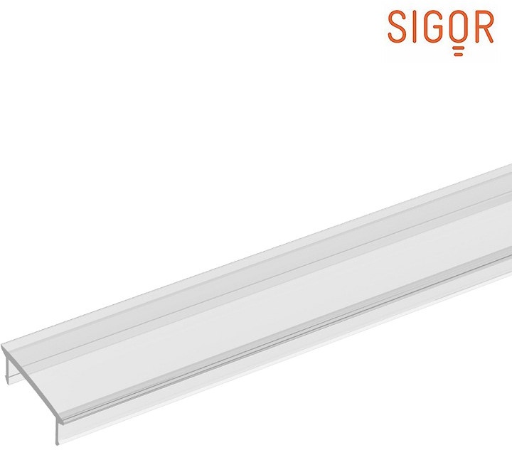 SIGOR Abdeckung für Einbauprofil FLACH / Wandprofil UP OR DOWN 12 / UP & DOWN 12 / Einbauprofil FLACH, Bündig, Länge 100cm, Klar SIG-9830701