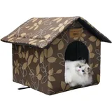 Vinnypet Katzenhaus Für Draußen Winterfest Wasserdicht Wetterfester Katzenhöhle Haustierhaus mit Plüschkissen Warm Hundehöhle Waschbar Hundehaus Tierheim Für Streuner Haustiere 40x40x45