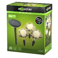 Lotusblume SOLAR LED 3 Stück mit Solarpanel und Akkus Standard AAA