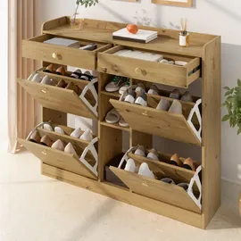 modfu Schuhschrank 110 x 100 x 26 cm 2 Schubladen / beige