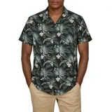 Riverso Hawaiihemd Regular Fit Floral Schwarz S