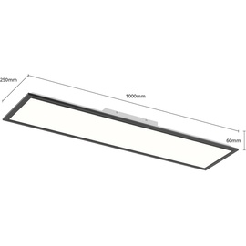 Briloner LED Panel Schlafzimmerlampe, 100x25x6 cm, Schwarz