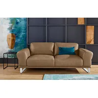 2,5-Sitzer W.SCHILLIG "montanaa", braun (fango z69), B:212cm H:78cm T:94cm, Sofas, mit Metallkufen in Chrom glänzend, Breite 212 cm