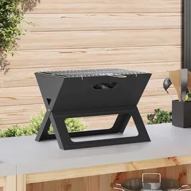 vidaXL Holzkohlegrill Faltbar schwarz