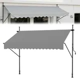 ACXIN Klemmmarkise Balkon, UV-beständig höhenverstellbar Einziehbar Klemmmarkise mit Handkurbel Höhenverstellbar, ohne Bohren, Polyester, 400 x 120 cm, Grau