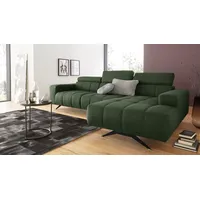 Ecksofa DOMO COLLECTION "Trento L-Form" Sofas Gr. B/H/T: 287cm x 79cm x 175cm, Struktur fein, Recamiere rechts, Ohne Kopfteilverstellung, grün wahlweise mit Kopfteilverstellung, Recamiere linksrechts bestellbar