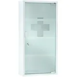 Medikamentenschrank Hausapotheke Metall Glastür weiß abschließbar