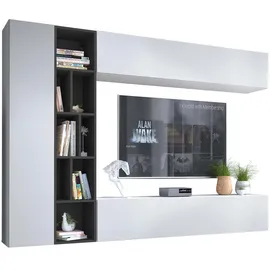 Mirjan24 Wohnwand, Weiß, Holzwerkstoff, 224x160x33 cm, Wohnzimmer, Wohnwände, Wohnwand-Sets