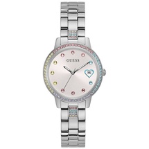 GUESS GW0657L1 Damenuhr Three of Hearts Silber,