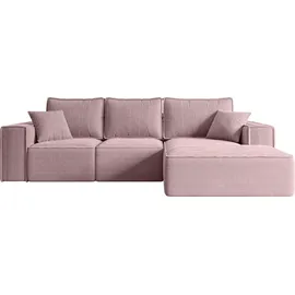 altdecor Ecksofa Cord mit Schlaffunktion und Bettkasten 2-Sitzer Rosa