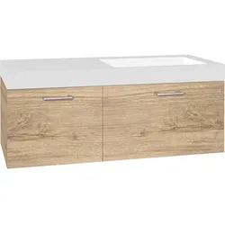 Waschtischunterschrank Empi mit Waschtisch aus Mineralguss (Ausführung: Farbe eiche dunkel)