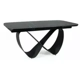 Esstisch Säulentisch Finity Ceramic 160-240x90x75cm Farbe wählbar ausziehbarschwarz Marmor matt / schwarz matt - Schwarz/Weiß