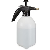 Relaxdays Drucksprüher 2 Liter, einstellbare Messingdüse, Wasser & Unkrautvernichter, Sprühflasche Garten, weiß/schwarz