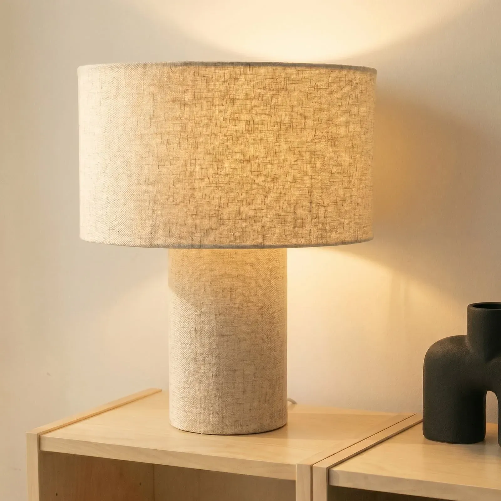 Tischleuchte Lindby, Elfie, Beige, für Wohnzimmer, Stoff / Textil, Skandinavisch - 40