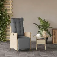 vidaXL Gartensessel mit Fußteil, Verstellbar Beigemischung Poly Rattan