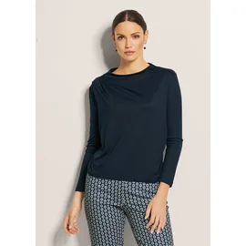 Madeleine Langarmshirt mit Wasserfallkragen in stahlblau | Gr.: 38