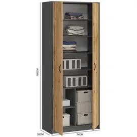 home collective Kleiderschrank Mehrzweckschrank 74 x 180 x 0 cm Grau