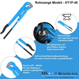 Högert Zangenschlüssel Rohrzange 45° Eckrohrzange stufenlos verstellbar 560mm HT1P503