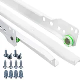 Stahlia (1 Paar) Schubladenschienen Rollenführung Teilauszug 400mm Weiß Vinyl Schubladenauszug Schienen Führungsschiene Schienen mit Rollen Laufschiene