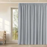 KGORGE Thermovorhang Hitzeschutz Kräuselband Verdunklungsvorhänge Thermo Gardinen 1er Set 240 x 300 cm(HxB) Extra Breite Vorhänge Blickdicht Wohnzimmer, Hellgrau