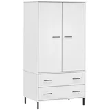 furnicato Kleiderschrank OSLO Metallbeine Weiß 90x55x172,5 cm Massivholz (1-St) weiß