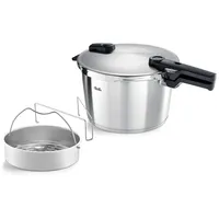 Fissler Schnellkochtopf Vitaquick® Premium, Silber, Edelstahl, Metall, 8,0 L, Handmade in Germany, Druckregelventil, Sicherheitsventil, Sicherheitsdichtung, Sicherheitsverschluss, Gegengriff, Kochen, Töpfe, Schnellkochtöpfe