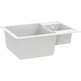 vidaXL Küchenspüle mit Überlauf Doppelbecken Weiß Granit