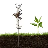 ZMKY Regenmesser aus Glas für den Außenbereich, dekorativer Spiralmetallrahmen, Kolibri, Regenmesser mit Pfahl, abnehmbarer Regenmesser, für den Außenbereich, Garten, Terrasse, Rasen, Hof, Zaun