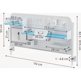 [en.casa] Schreibtisch-Organizer Sauda 114x68 cm Weiß/Blau