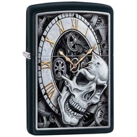 Zippo Skull Clock Black Matte Sturmfeuerzeug