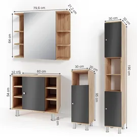 Vicco Fynn 4-tlg. Eiche Anthrazit