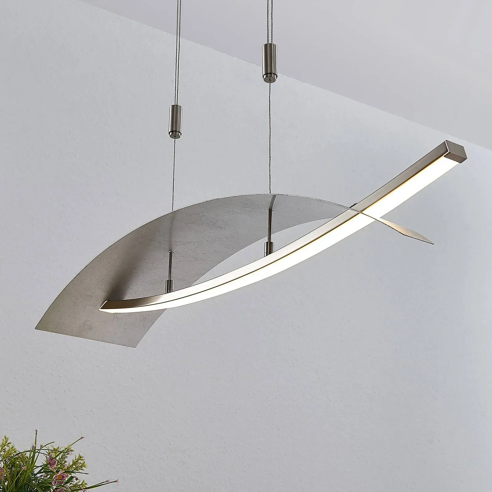 Hängelampe Marija Lucande, dimmbar, chrom / silber, für Wohn- / Esszimmer, Metall, Modern - 90.5 cm - 20 cm - 1.8 cm