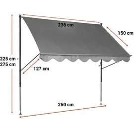 Angerer Klemmmarkise Standard 250 cm uni terra