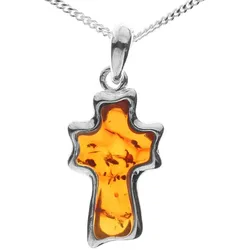 Kette mit Anhänger OSTSEE-SCHMUCK "Ostsee-Schmuck Kette mit Anhänger Kreuz Kette mit Anhänger Kreuz" Gr. 60, silber (silberfarben), Halsketten, Damen, 60cm, Silber 925 (Sterlingsilber), L: 42cm
