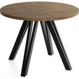 ESSTISCH Ravero runder ausziehbarer, Eiche Braun Rustikal 100-140/100/77 cm