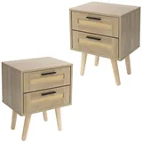 ML-Design 2er Set Nachttisch mit 2 Schubladen 40x50,5x30 cm Eiche Optik,