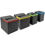 Emuca - Küchenschubladenbehälter mit geruchsdichtem Deckel, H 216 mm (2 x 12 L + 2 x6 L), Kunststoff anthrazitgrau